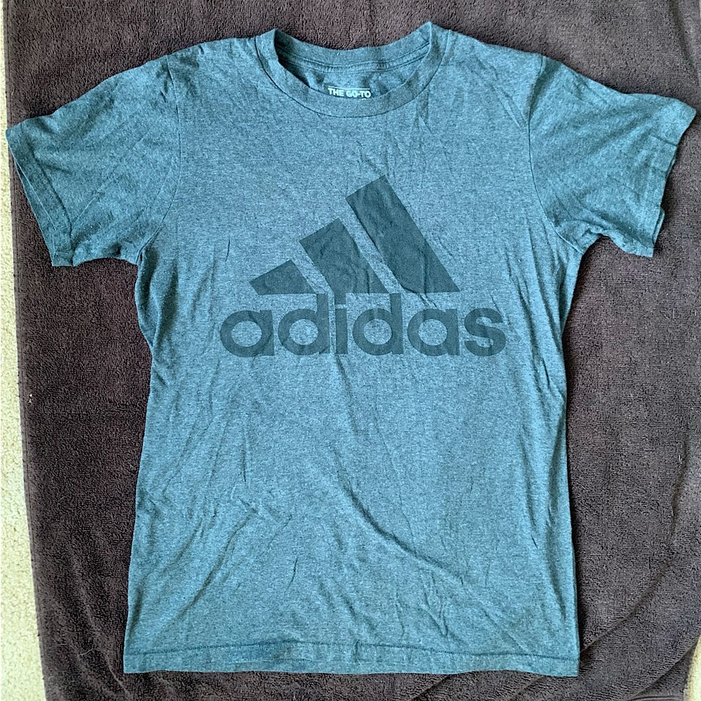 Adidas Women’s The Go To Performance Tee - Gray and Black front logo - Small